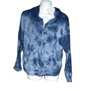 NEW BAEA LA Blue tie-dye stretch zip hoody L
